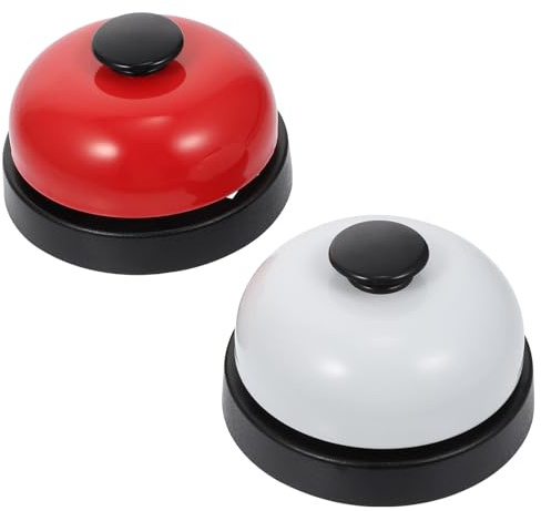 SUPVOX Sonnette à Pression Manuelle Lot de 2 – Cloche D'appel de Table Noir et Blanc Noir et Rouge – Cloche de Réception Métallique et Plastique – Sonnette Cuisine et Jeu Interactive