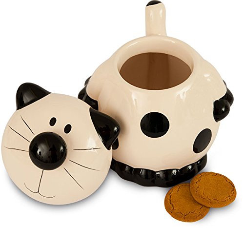 CERAMIC BLACK AND WHITE CAT COOKIE JAR