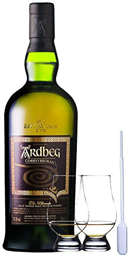 Ardbeg Corryvreckan Islay Single Malt Whisky 0,7 Liter + 2 Glencairn Gläser und Eingewpipette