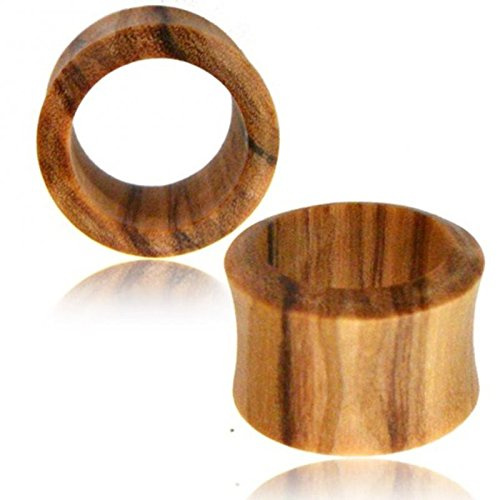 CHICNET OlivenFlesh Tunnel Holz hell Braune Maserung Expander Plug Tribal konvex 14 mm