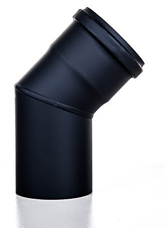 An camini anf17100 - Gomito a 45° in Acciaio, Diametro 100 mm Nero per Stufa a Pellet nocciolino, Scarico condensa, fumi Canna fumaria