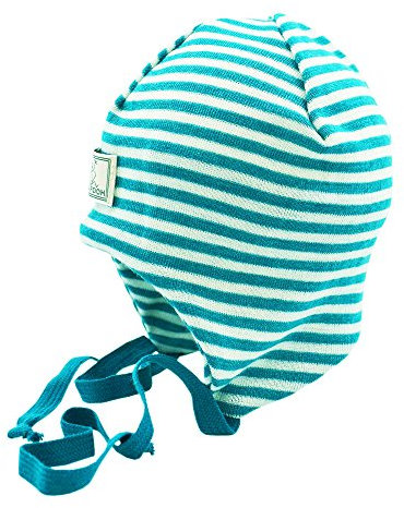 PICKAPOOH Baby Mützchen Häubchen Radler Bio-Schurwolle, Türkis/Natur Gr. 36