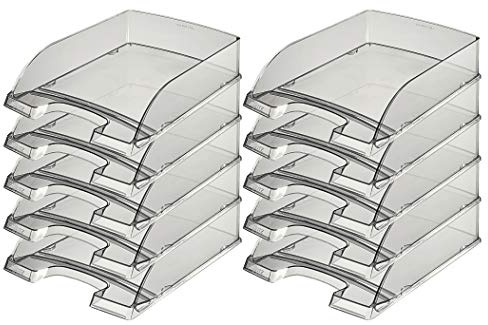 Leitz 5226 Plus Briefkorb, 7 cm Höhe, stapelbar, transparent (grau, 10er Pack)