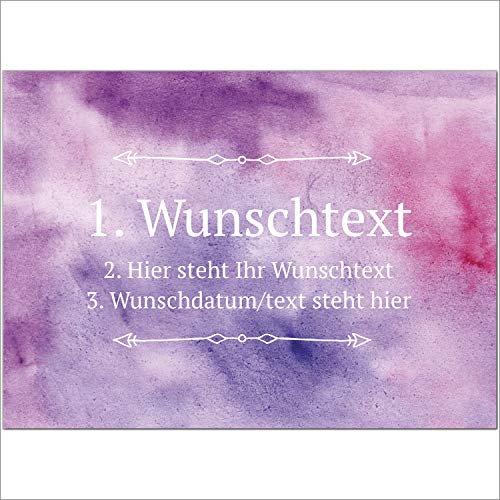 Einladungskarten Manufaktur Hamburg 8 x Personalisierte Gruß-Karten mit Ihrem Wunschtext, Aquarell Look Rosa, als Einladung, Save The Date, Dankeskarte oder Geburtstagskarte, DIN A6