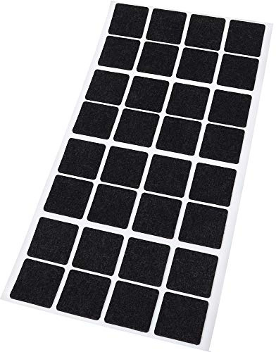 Adsamm® / 32 x feltrini autoadesivi ultrasottili/Nero / 25x25 mm/Quadrato/piedini per mobili in feltro extra fine da 1.5 mm di spessore/pad protettivi per arredi