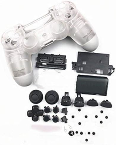 Full Housing Shell Case Cover with Buttons for PS4 Slim Pro 4.0 JDS-040 JDM-040 Wireless Controller (Clear)