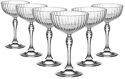 Bormioli 93124 Rocco-Juego de 6 Copas Americanas 20 cócteles, Cristal, 23 cl, Vidrio