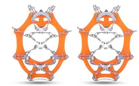 AGPTEK Ice Klampen, Traktionstollen mit Edelstahl Spikes zum Gehen, Joggen oder Wandern auf Schnee und Eis