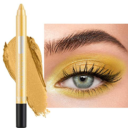 Perlglanz-Seidenraupen-Lidschattenstift, dauerhaft wasserdicht und nicht blühend, glänzender Perlglanz-Gelstift, 12-farbiger Lidschattenstift (golden)