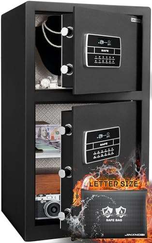 JINXNOBI Extra Large Double Door Security Safe Box, 6.1 Cubic Feet Home Safe Lock Box with Big Fireproof Waterproof Safe Bag, 33.5in Digital Safes for Home Office Hotel, 88lbs