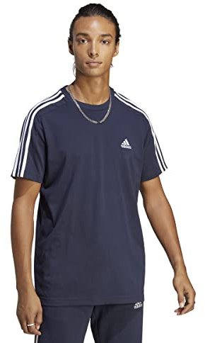 adidas Herren Essentials Single Jersey 3-Stripes Tee, Legend Ink / White, M
