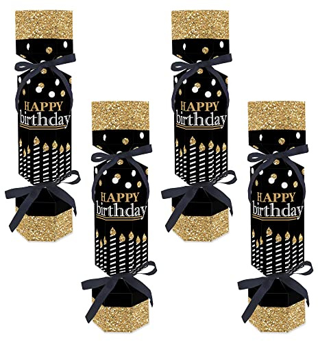 Big Dot of Happiness Adult Happy Birthday - Gold - No Snap Birthday Party Table Favors - DIY Cracker Boxes - Set of 12