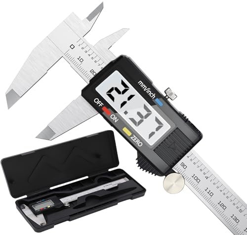 Retoo Digital Messschieber 150mm Edelstashl, LCD Display, Schieblehre Messwerkzeuge für Haushalt und Industrie Messung Messlehre, Tiefenmesser, Spritzwasserdicht Staubdicht Schutzdesign