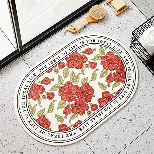 Badezimmerteppich, Badematte Rutschfest, 90x120cm Bad Teppich LäUfer, Duschmatte, Badteppich Badvorleger Rutschfest Waschbar, Antirutschmatte Dusche, Teppich Badezimmer, Bathroom Bath Mat, Rot