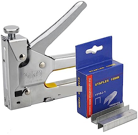 Grapadora Pistola de grapas Manual de alta resistencia de 3 vías, marco de pistola de clavos for muebles con grapas de 600 uds for tapicería de puerta de madera, herramienta for el hogar (Color : Wit