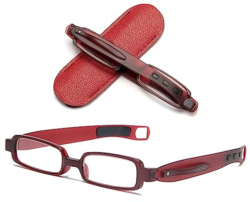 VEVESMUNDO Blaulichtfilter Lesebrille mit etui Schmal Kompakt Mini Kleine Faltbrille Lesehilfe für unterwegs +1.0,+1.5,+2.0,+2.5,+3.0,+3.5,4.0
