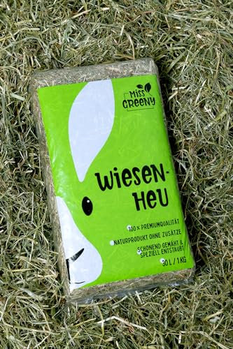 Miss Greeny - 1kg Hochwertiges Bergwiesenheu aus Deutschen Grünlandregionen - Verpackt in 1kg Beuteln