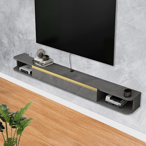 Pmnianhua TV Lowboard Hängend, TV Schrank Hängend, Wand befestigter schwimmender TV-Ständer Unterhaltungs, Medienkonsolen-Center Großer Aufbewahrungsschrank für Wohnzimmer Home Office (120cm)