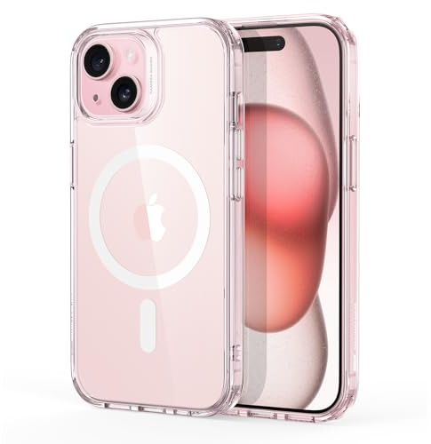 ESR für iPhone 15 Hülle für MagSafe, Vergilbungsschutz, Klares Rosa | Vergilbungsschutz, Ultraskinny, 3X Militär-Sturzschutz, Magnetische Handyhülle, Stoßdämpfend, Kratzfest