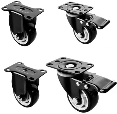 4 Stück Transportrollen Im Set 75 Mm, Rollen Mit Bremse, Doppelt Kugelgelagerte Transportrollen Lenkbar, Rollen für Palettenmöbel (4er Set 75mm) (Size : 3in(2 Brake+2 fixed))