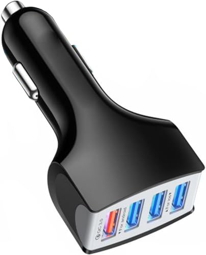 4-Port Car Charger Adapter, 30W QC 3.0 USB Universal Car Phone Charger 7A Fast Charging Cigarette Lighter USB Charger Compatible with iPhone 14/13/12, S22/S21/A51/A73, Tablets, Etc