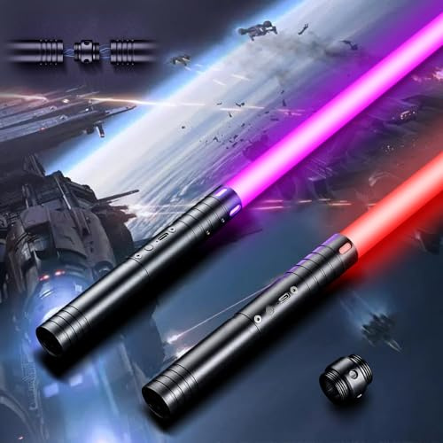 SLVCREK Spada Laser Star Wars, Spada Laser 2 Set 12 Colori, Spada Laser Ricaricabile con Suono, Costumi da Gioco di Ruolo di Halloween, Giocattoli per Bambini e Adulti