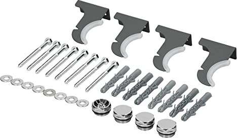 LuxeBath Material de Montaje Antracita para Radiador de Baño/Salón Stella para Modelos Rectos o Curvos, Soporte de Suspensión para Estufas, Calentadores y Secadores, Ensamblaje para Calefacción