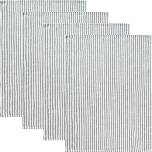 Erwin Müller Geschirrtuch 4er-Pack Streifen grau Größe 50x70 cm - strapazierstark, saugstark, fusselfrei tocknend