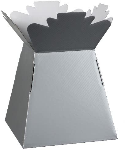 Inerra Florist Boxes Living Vases for Flowers and Bouquet Box Making - Pack of 5 (Silver)