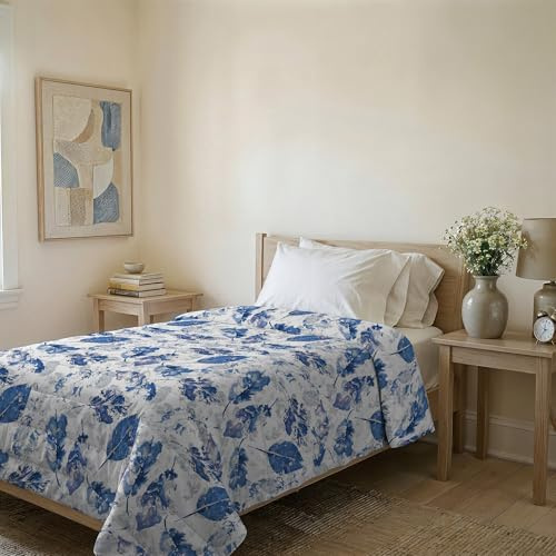 Italian Bed Linen Couvre-lit matelassé d’été Ligne Basic Made in Italy en Microfibre Douce imprimée – Couette Printemps-été mi-Saison – Foglie, Simple 160x240 cm