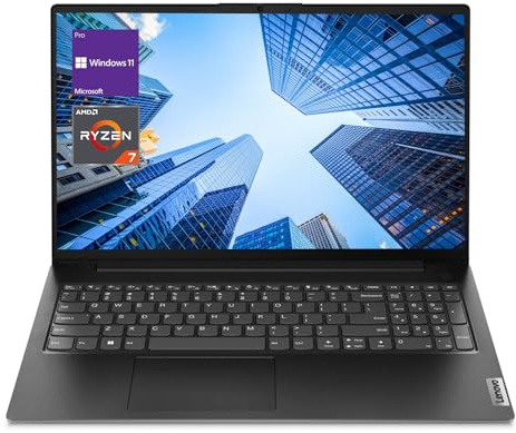 Lenovo V-Series V15 Business Laptop, 15.6 FHD Display, AMD Ryzen 7 7730U, 16GB RAM, 512GB SSD, Numeric Keypad, HDMI, RJ45, Webcam, Wi-Fi, Windows 11 Pro, Black