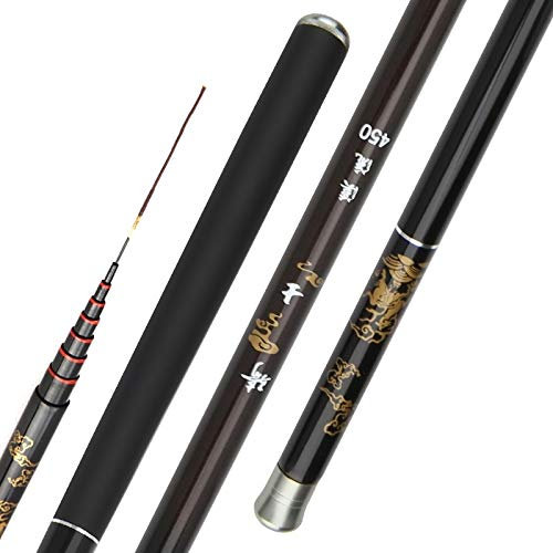 AYKANING Fishing Stipprute,Teleskop Angelrute Kohlefaser-Hand Angelpol Teleskop-Angelrute super licht hart 3,6 m / 4,5m / 5,4 m / 6,3 m / 7,2 m Stream Rod(4.5m)
