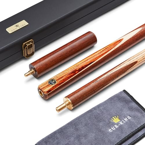 Cue-King Premier 400 Billardqueue, handgefertigt, 144,8 cm, 510 g, 3/4 mit Etui, Zebra-Holzqueue mit Hardcase, Verlängerung und Mikrofaser-Queue-Handtuch, Snooker-Queue, Pool-Queue