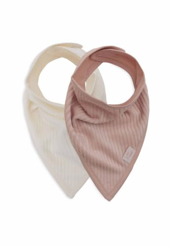 Jollein Bavaglino per bebè, bandana, velluto a coste, rosa selvaggia/avorio, confezione da 2 pezzi, cotone, poliestere, con chiusura in velcro, bavaglini