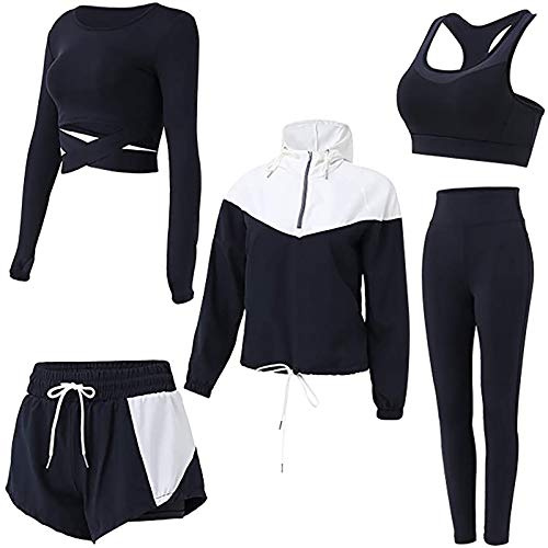 5-teiliges Yoga-Kleidungsanzug-Set, Trainingsanzug, Laufen, Winter, Fitness-Kleidung, Damen-Hosen