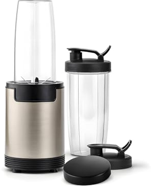 Wintem Mélangeur Hachoir avec 4 lames et récipient 800 ml/600 W Or - Résultats exceptionnels pour chaque type de nourriture - Compatible avec les prises normales de 220 à 240 V/50 – 60 Hz – 2
