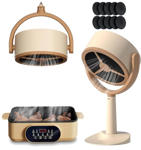 Desktop Cooker Hood, 3000 mAh Mini Desktop Range Hood with 2 Speed Adjustment and Adjustable Angle Height, Detachable Filter, Small Kitchen Exhaust Fan for Camping Indoor BBQ Hot Pot