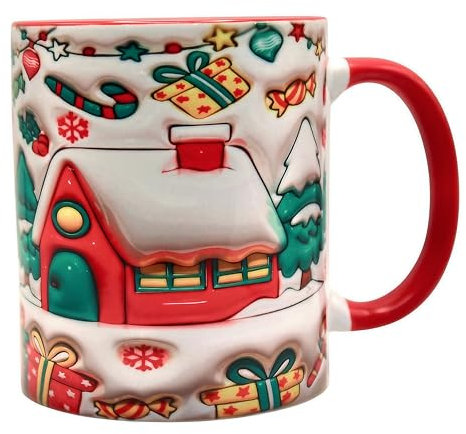 Shopi Zone Taza de cerámica navideña, con decoracion navideña, un toque de magia festiva en navidad, tazas únicas para momentos inolvidables