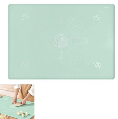 Backmatte Silikon, 50 x 70 cm Antihafte Backmatte Silikon Groß, Silikonmatte Backen Rutschfeste, Backunterlage Silikon für Teig, BPA Frei, Antihaftbeschichtete Teigmatte Backunterlage mit Messung