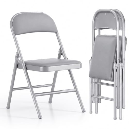 Asdsed Klappstuhl 4er Set, Klappstühle Gepolstert, Klappstuhl bis 158KG Gepolstert mit Starker Stahlrahmen, Faltbarer Klappstühle Platzsparender Schreibtischstuhl für Haus Büro Garten Balkon Party
