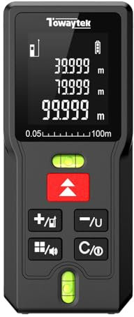 Towaytek Laser Measure 330 Feet Digital Laser Tape Measure M/in/Ft Unit Switching Backlit LCD,100 Meter Measure Distance, Area and Volume with Battery, Level for DIY, Construction and Indoor Projects