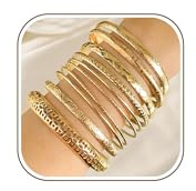 Uwiyo 10-12 Stück Gold Armreif für Damen, Stapelbare Gold Armband Böhmen Manschette Armreif Indischer Armbänder Schmuck für Frauen Mädchen