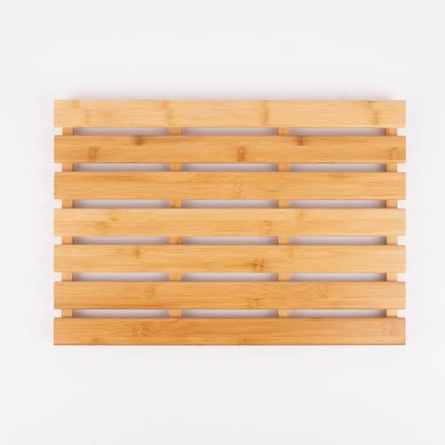 SCHÖNER LEBEN. Tappetino da bagno in legno bambù naturale, 50 x 35 x 2,5 cm