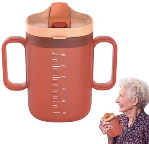 DtgEcd 1PCS Sippy Cup for Adults,Non Spill Cups for Elderly,Adult Drinking Cup for Elderly,300ml Elderly Spill Proof Cups,Suitable for Disabled Patients, Pregnant Women, The Elderly.
