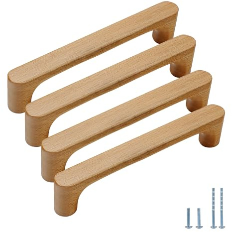 Evionlin 9,6 cm Buche 4 Stk. Runde Holzschubladengriffe Schrankgriff Küchentür