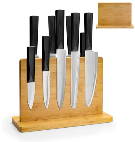 Aramanara Magnetic Knife Block, Wooden Knife Holder with Strong Magnetic, Double Side Magnet Knife Stand Without Knives, Magnetic Knife Board for Kitchen Storage Knives