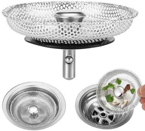 2 Pezzi Acciaio inossidabile 304 Filtro per Lavello da Cucina, Tappo Lavandino Cucina, Tappo filtro per Lavello da Cucina, Che Può Filtrare I Rifiuti Ed Evitare Il Blocco Del Tubo Di Scarico (80mm).