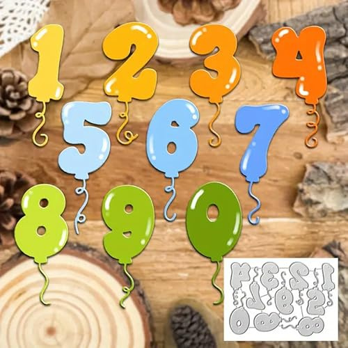 Lovley Metall-Stanzschablonen für Geburtstag, Zahlen, Luftballons, Buchstaben, Blume, Zweig, Blatt, Stanzschablonen für DIY, Scrapbooking, Album, dekorative Prägepapier-Stanzformen, Kartenherstellung