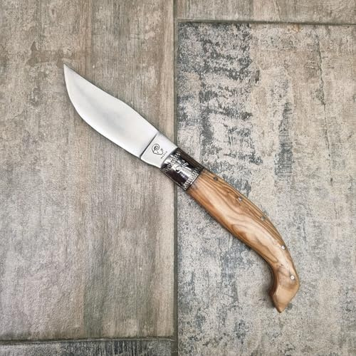 Generico Coltello 23cm lama da 10 con Manico in Legno d'ulivo, Lama in Acciaio Inossidabile, Design Tradizionale tipo arburesa personalizzazione come da immagine