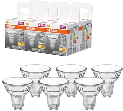 OSRAM Foco LED Star PAR16 reflector 50 120° 3,1 W transparente GU10 | LED Star PAR16 50 120°, Reflector, Claro, 50 mm dia, 15000 h, Paquete de 6